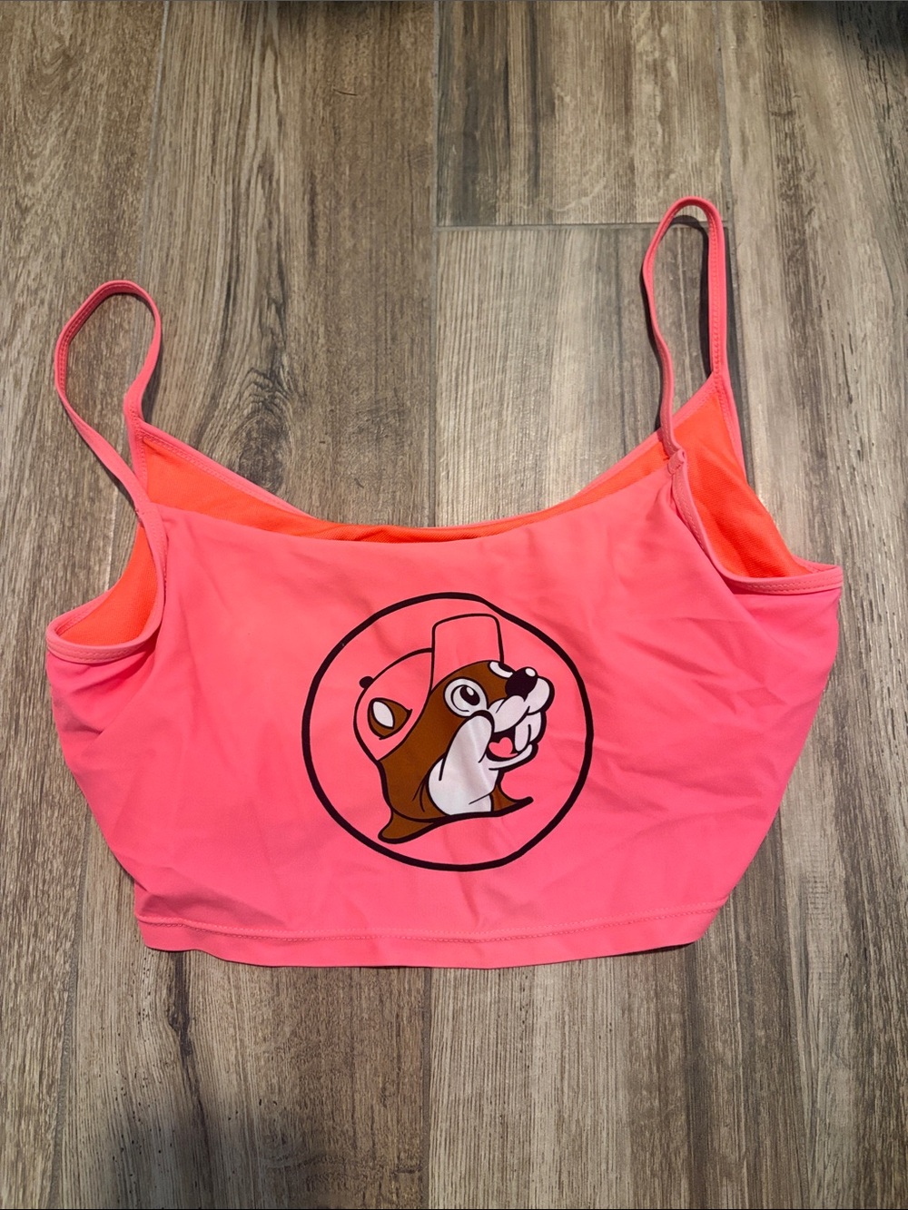 Bright Orange Buc-ee’s swim crop top